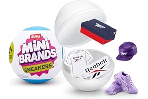 Mini Brands Sneakers Single Capsule, Real Miniature Sneaker Brands Collectible Toy, Capsules of 5 Mystery Miniature Sneaker Brands and Accessories, Kids, Teens, Adults and Collector's (Single Capsule)