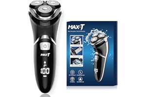 ‎MAX-T MAX-T Upgraded 3D ProSkin LED Rasierer Herren Elektrischer, Nass und Trockenrasierer mit Reiseverriegelung und Pop-up Präzisionstrimmer, Wiederaufladbarer und Kabelloser, Geschenke für Herren, Schwarz