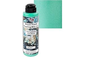 ideen mit herz Royal Flash Pouring Mix 2en1 | Medium de lissage et Peinture Acrylique métallique avec Effet Paillettes | 180 ml | Pas besoin de mélanger avec Fluide ou Huile de Silicone (turquoise)