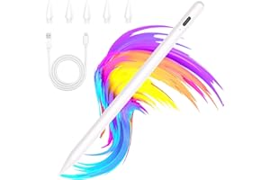 BQSS Stylet pour iPad 2018-2025, avec Recharge Rapide, Précision au Pixel Près & Sensible à l'inclinaison & Rejet de la Paume, pour iPad 11/10/9/8/7/6, Pro 11"/12.9"/13" M4, Mini 6/5, Air 5/4/3/M2