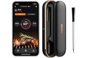 INKBIRD Termometro Carne Wireless,Termometro BBQ Senza Fili Bluetooth,Controllo App,Allarmi di Temperatura,Ideale per Cucina,Forno,Barbecue,Alimenti,Portata 91m