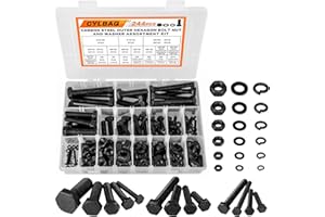 CYLBAQ 244PCS Outer Corner Hexagonal Nuts and Bolts Set, M3 M4 M5 M6 M8 M10 Heavy Duty Hex Head Cap Bolts and Nuts Assortment Set Kit, Carbon Steel Screws Assorted Metric Kit with Storage Box