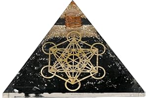 Amazing Gemstone Black Tourmaline Orgone Pyramid for EMF and Negative Energy Protection | Natural Black Tourmaline Crystal Pyramid (Metatron Cube)
