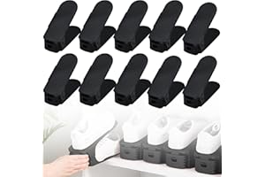 XINZI Étagères à Chaussures Réglables 10 Pièces en Matière PP Organisateur de Chaussures Antidérapant Fentes pour Chaussures Ensemble de Supports à Chaussures à Double Couche, Noir