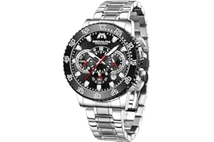 MEGALITH Orologio Uomo Acciaio Cronografo Orologi da Polso Grande Elegante Designer Orologio Impermeabile Uomo Luminosi Analogico al Quarzo Data, Moda Regali Uomo