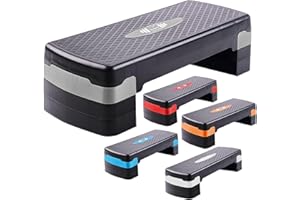 FK Sports Steppers for Exercise & Workout - 2 to 5 (10, 15, 20, 25 & 30 CM) Levels of Adjustable Height Aerobic Step - Exercise Step for Home & Gym, Mini Stepper
