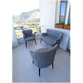 Balkon Bah&ccedil;e Mobilyası - Balkon Koltuğu-koltuk Takimi -ofis Koltuğu - Ahşap -a&ccedil;ık Gri