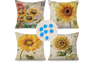 Cirzone Deko Wohnzimmer Kissenbezug 45x45 4er Set Wetterfest Leinen Outdoor Kissen Boho Deko für Garten, Balkon