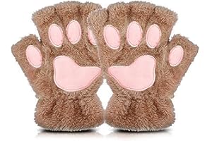 AffeGifts Guantes Sin Dedos Mujer, Peluche Guantes Garra de Gato Lindo Medio Dedo Guantes de Felpa Guantes Gato Kawaii Guantes de Invierno Mujer para Mujeres y Adolescentes