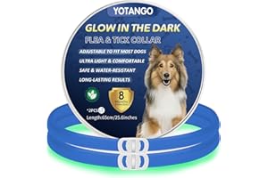 YOTANGO Flea Collar for Dogs, Waterproof Flea and Tick Collar for Dogs, Adjustable Flea Treatment for Dogs, Luminous Dog Flea Collars 8 Months Protection, Dog Flea Collars Dogs-Dark Blue 2Pcs