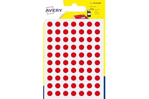 Avery España PSA08R - Bolsas de gomets Rojos, medida 8mm, Total 490 gomets