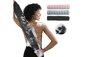 VOSSOT 3 Pack Peeling Badetuch, Afrikanischer Netzschwamm, Afrikanischer Badeschwamm Netz Langes Peeling-Rückenschrubber Nylon Scrubber Badetuch langer Schwamm Körperpeeling für Täglicher Gebrauch