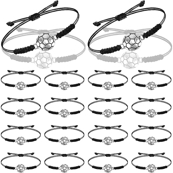Abeillo 2 bracciali da calcio per bambini, cordino regolabile, braccialetto dell'amicizia, per adolescenti, calcio, compleanno, amicizia, bis zu 10,6 cm, Corda di nylon, fascino in metallo