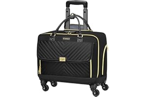Ytonet Maletin con Ruedas para Mujer, Maletin con Ruedas Trabajo Antirrobo Gran Capacidad 47L Bolsa de Viaje para Portatil 17.3 Pulgadas con Candado TSA, para Trabajo, Viajes, Negocios, Negro