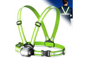 Mohard Lampe Running, 500LM Lampe Pectorale Running 1800mAh Rechargeable, 7 Modes & 45° Faisceau Réglable, Lumiere Course a Pied Étanche IPX4, Double Bandes Gilet Reflechissant pour Jogging/Randonnée