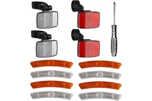 SGYKJ 4 Piezas reflectores de Bicicleta Delanteros y Traseros y 4 Piezas reflectores de radios de Bicicleta reflectores de radios y Clips de luz, Reflector Delantero Trasero de Bicicleta