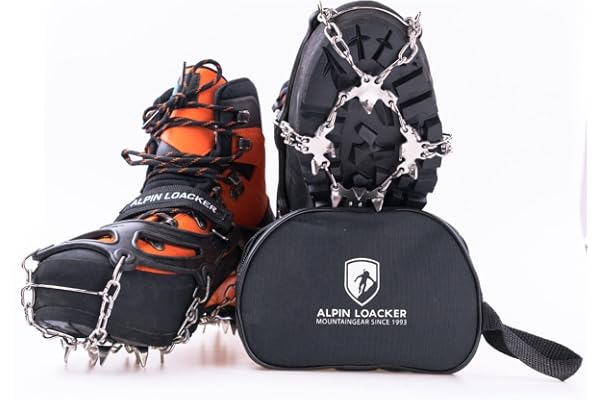 ALPIN LOACKER Chain Pro 18 Chaussures à Crampons avec chaînes à Neige en Acier Inoxydable de randonnée universels pour l'alpinisme
