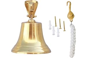 Neez Campana de Barco - Timbre de Pared Colgar para Escuela, Recepción & Hogar Decoración, Timbre para Cocina, Interior y Exterior última Orden Campana (5" Campanillas de Metal)