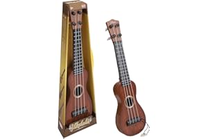 TSLBW Gitarre für Kinder 38 cm Ukulele-Gitarre Anfänger Kindergitarre Musikspielzeug Ukulele Instrument Musik-Ukulele-Gitarre mit 4 verstellbaren Saiten Mini-Gitarre und Plektren Dark brown