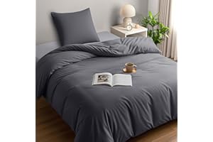 ‎UTOPIA BEDDING Utopia Bedding Bettwäsche 135x200 Set - Mikrofaser Bettbezug 135x200 cm + 1 Kissenbezug 80x80 cm - Grau