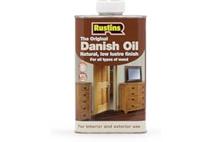Rustins DANO1000 Original Danish Oil 1 Litre - Rich, Natural Glow - Enhances Wood Grain Beautifully, Professional-Grade Finish, Easy DIY Application