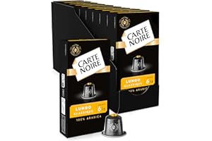 CARTE NOIRE - Capsules de Café Espresso Lungo N° 6 Compatibles Nespresso® - Café Arabica - Lot de 10 x 10 Capsules Aluminium - Fabriqué en France