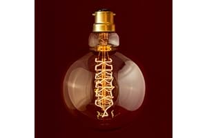 William & Watson B22 Edison Vintage XL - M Globe Spiral Light Bulb, 40W Bayonet Fitting (Globe Large (G95))