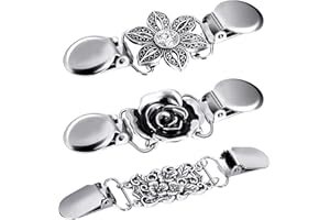 WOOXDYUK Spinka do kardiganu, styl vintage, kołnierz, szal w stylu retro, broszki i szale, srebrne klipsy do swetra dla kobiet i dziewcząt, koszula