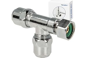 TRIPONIA tecuro T-Stück 3/8 Zoll Abzweigverteiler für Eckventile, Messing verchromt - mit Dichtung