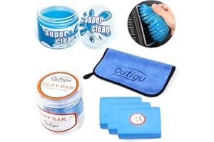 OUTIGU Car Cleaning Clay Bar with Vent Cleaning Gel and Towel, Car Clay Bar Interior Detailing Kit for Putty and Dust Remove, Cleaning Package for Vehicle, Car Windows, Glasses, Mirror, Keyboard (Blue)