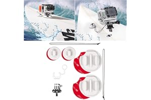 micros2u Surfboard Kit di montaggio per il surf Compatibile con GoPro Hero 3 3+ 4 5 6 & Session. Include cavo di sicurezza e tappo FCS di blocco