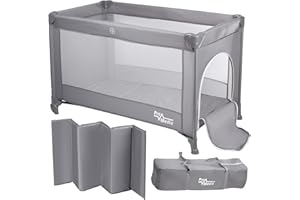 Promedix PR-803 G Cuna de Viaje con Ruedas, Funda Protectora, 125x65x74cm (Gris)