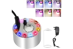 PRITOK 24V Ultrasonic Mist Maker Fogger Halloween Witch Light with Power Adapter, 12 LED Mister Fogger, Ultrasonic Mist Maker Set, Mini Mist Maker,Mini Fog Atomizer, Pond Fog Atomizer (UK Plug)