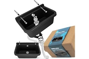 INSTALGURU Lavabo de Cámara Fregadero Industrial Profunda Lavadero Exterior Comercial Lavamanos Jardín Garaje Lavandería Baños Fábrica 55 x 34 x 21 cm Negro
