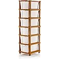 AZZOTE Plastic Drawer Organizer Self Standard Rectangular Multi Purpose Modular Drawer System Large Chest of Drawer Organizer for Home Office,Product Dimension When assembeled (6 Layer, White)