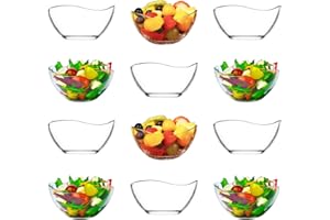 NORDIC SCHILLER LAV Dessert Bols en Verre, Lot de 12 310ml SANS PLOMB Bols à Dessert en Verre, Verres à Dessert, Bols de Service, Bols à Sauce, Plats à Sauce, Tasses à Desserti Bol à Crème Glacée en Verre