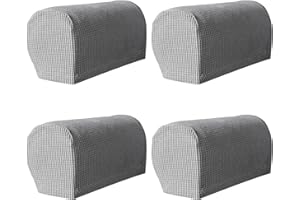 Yamvisa Armchair Covers, Set of 4 Armrest Chair Covers Non-Slip Arm Protector Stretch Armchair Couch Anti-Scratch Furniture Slipcovers for Sofa Couches (Light Grey)