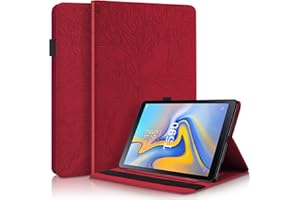 AsWant Galaxy Tab A 10,5 Pollici 2018 Custodia in Rilievo Albero Pelle PU Custodia a Portafoglio Porta Penne Custodia per Tablet Custodia per Samsung Galaxy Tab A 10,5" 2018 SM-T590/SM-T595 Rosso