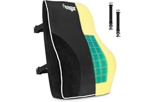 Feagar Poduszka podpierająca lędźwi żelowa – pianka z pamięcią kształtu oparcie poduszki na krzesła biurowe, fotele samochodowe, wózki inwalidzkie, krzesła do gier, poduszki na krzesło z niskim oparciem z paskiem i torbą do noszenia