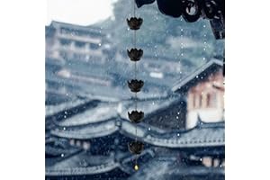 Besshepplo Lot de 5 chaînes de pluie, attrape-pluie, ornement de jardin, chaîne de drainage en lotus pour jardin, chaîne de décoration de jardin 1,2 m