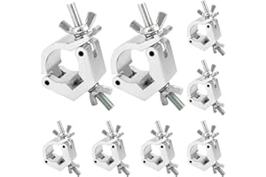 QWORK® Lot de 8 pinces de traverse - 30-36 mm - Capacité de 100 kg - Pinces en alliage d'aluminium pour éclairage de scène, projecteurs, éclairage à tête mobile
