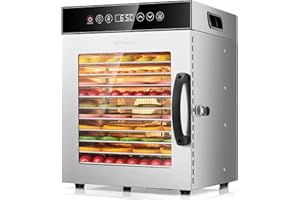 ‎KWASYO Kwasyo Dörrautomat Edelstahl 750W mit 12 Etagen, Profi Dörrgerät & Dörrautomaten Lebensmitteltrockner, Digitaler Timer, Temperaturregelung, Überhitzungsschutz, Rezeptbuch inklusive