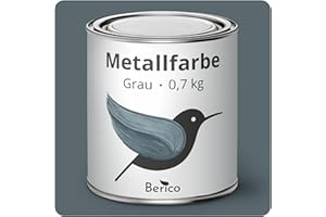 Berico Metallfarbe - Grau - 0,7 Kg - 3in1 Premium Metallschutzlack - Direkt auf Rost - Für Stahl, Zink, Aluminium und Eisen