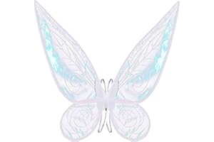 CARNAVALIFE Alas de Hada Duende Elfo Niña Mujer, Alas para Disfraz Hada Niña Mujer, Alas de Hada Niña Adulto, Disfraz Princesa,Alas de Mariposa,Alas de Campanilla (ala Hada Blanca Angular)