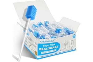 ARGOMAX - Tamponi orali usa e getta, tamponi in spugna dentali sterili non aromatizzati per la pulizia della bocca e delle gengive, a forma di dente di sega, blu, 50 pezzi.