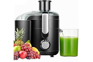 LEAPHEN Juicer Machine, Electric Centrifugal Juicer with Titanium Enhanced Cut Disc, Dual Speeds with 2.5" Feed Chute, for Fruits and Veggies, Anti-Drip, Includes Cleaning Brush, BPA-Free Black