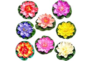 ‎MECCTUCK Seerosen Künstlich, 8 Stück Lotus Künstlich, Schwimmende Teichdeko, Künstliche Teichpflanzen, Künstliche Seerosen, Teichpflanzen Künstlich, Teichdeko Schwimmend für Aquarium Terrasse Garten Teich