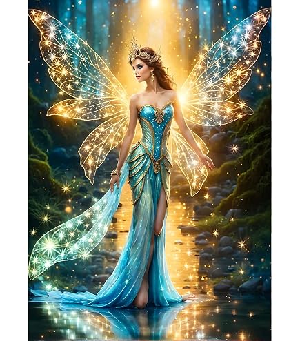 GDYEEH 5D Diamond Painting Kit, Fairy Girl Round Drill, 12x16 Inch Full Drill - View #3
