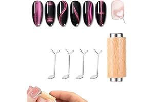 LYREH 5 szt. Serce Magnes do Paznokci Cat Eye Zestaw, Podwójna Głowica Magnes Cylindryczny z Narzędziami Żelaznymi w Kształcie Litery Y do Domu Salonu Manicure DIY Projektowania Paznokci