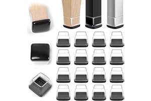 Ezprotekt 16PCS Chair Leg Sliders for Carpet, 1 inch Transparent Chair Glides Furniture Sliders & Thermo-Plastic-Elastomer Combination of Leg Protector Smoothly Slide on Carpet (Square, Fit 0.75-1")